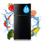 Double Door Refrigerator with Freezer and Adjustable Thermostat for Home or Office — Black, 2.4 or 5.0 Cu. Ft.