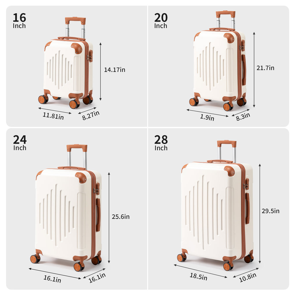 4 Pc Luggage Sets, Durable Hard Shell 4 Piece Set Suitcase with Spinner Wheels, Hardside Lightweight Luggage set, Large Travel Luggage Set (16"20" 24" 28"), mixed color