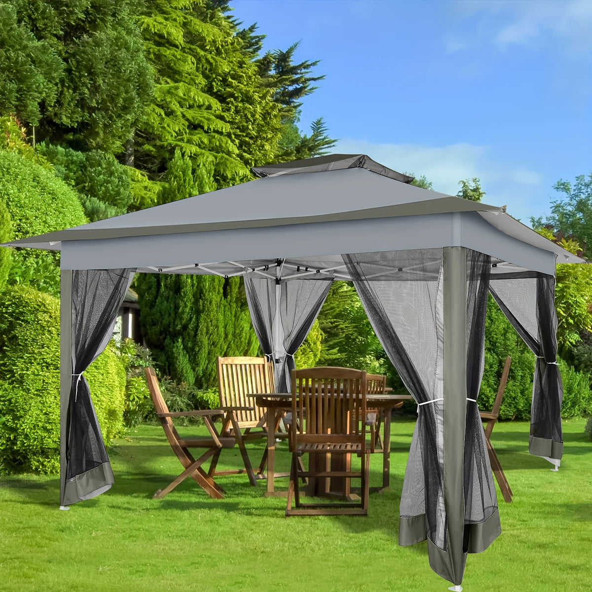12ft×12ft/11x11ft Pop-up Patio Gazebo, Outdoor Gazebo with Mosquito Net, Double Roof Ventilation, 121 Square Feet Shade, Suitable for Lawns, Gardens, Backyards, and Decks