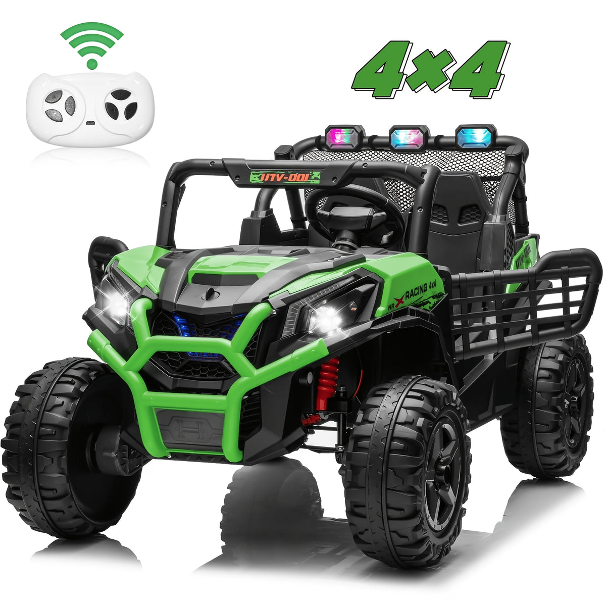 24V 2 Seater XL Ride On Toys for Kids, 4WD Electric Off-Road UTV Truck W/ Motors, Remote Control, 20" Large Seat, 5 Mph Max Speed, Electric Vehicle for KIds, Best Chrismas Gifts