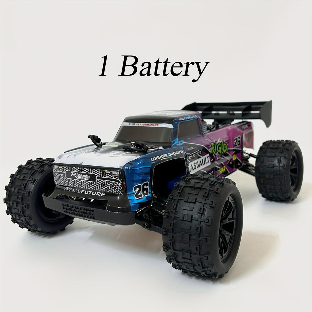 Flypear 4WD Brushless RC Car, 60+KM/H All Terrain High-Speed Off-Road Truck, Aluminum Alloy Chassis, 2.4Ghz Remote Control, Supports Vehicles Racing Together, Three-Wire 17G Digital Servo, LED Lights