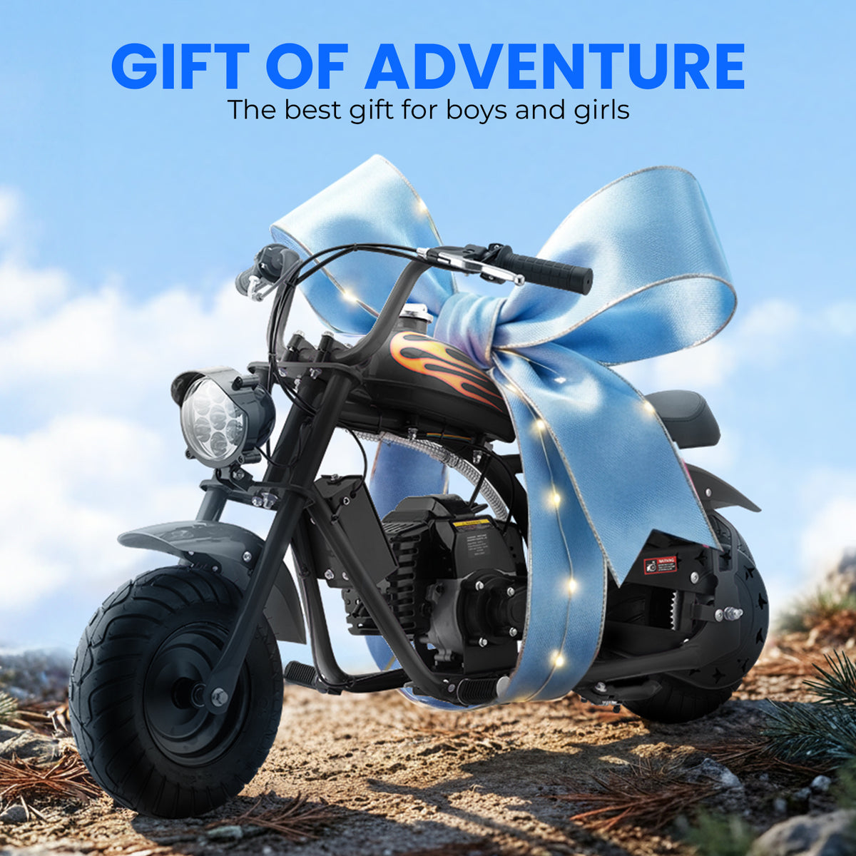 Mini Dirt Bike, DB004 Model 39 CC 4-Stroke Gas Chopper Bike with Off-Rode Tire, Disc Brakes, Max Load 160Lbs, Up to 18Mph
