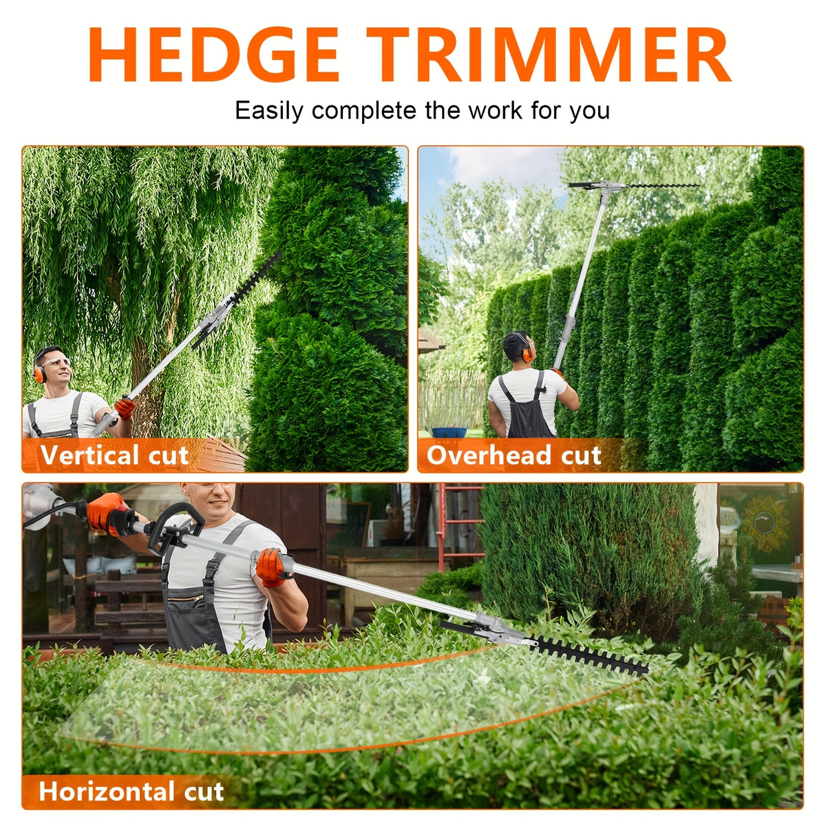 52cc 5-in-1 Gas Powered Weed Eater With Hedge Trimmer & Pole Saw, Multi-Attachment Brush Cutter, 2-Stroke Lightweight Trimming Machine For Yard Maintenance, 37.2 Pounds