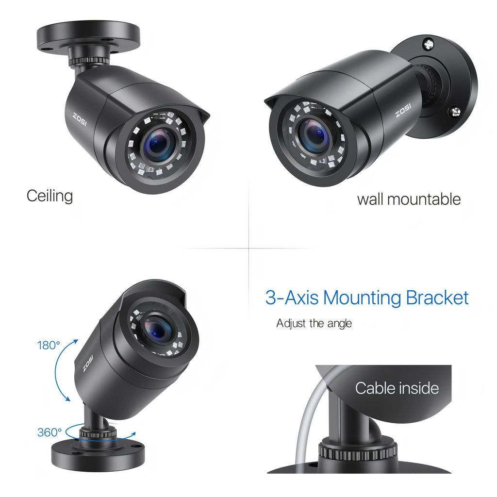 4pcs 8CH 5MP Lite H.265+ Wired Security Camera System - AI Human Vehicle Detection, 4 X 1080P Surveillance Cameras with 60ft BNC Cables, Email Alert with Snapshots (No Hard Drive)
