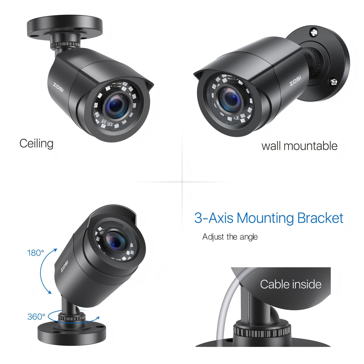 4pcs 8CH 5MP Lite H.265+ Wired Security Camera System - AI Human Vehicle Detection, 4 X 1080P Surveillance Cameras with 60ft BNC Cables, Email Alert with Snapshots (No Hard Drive)
