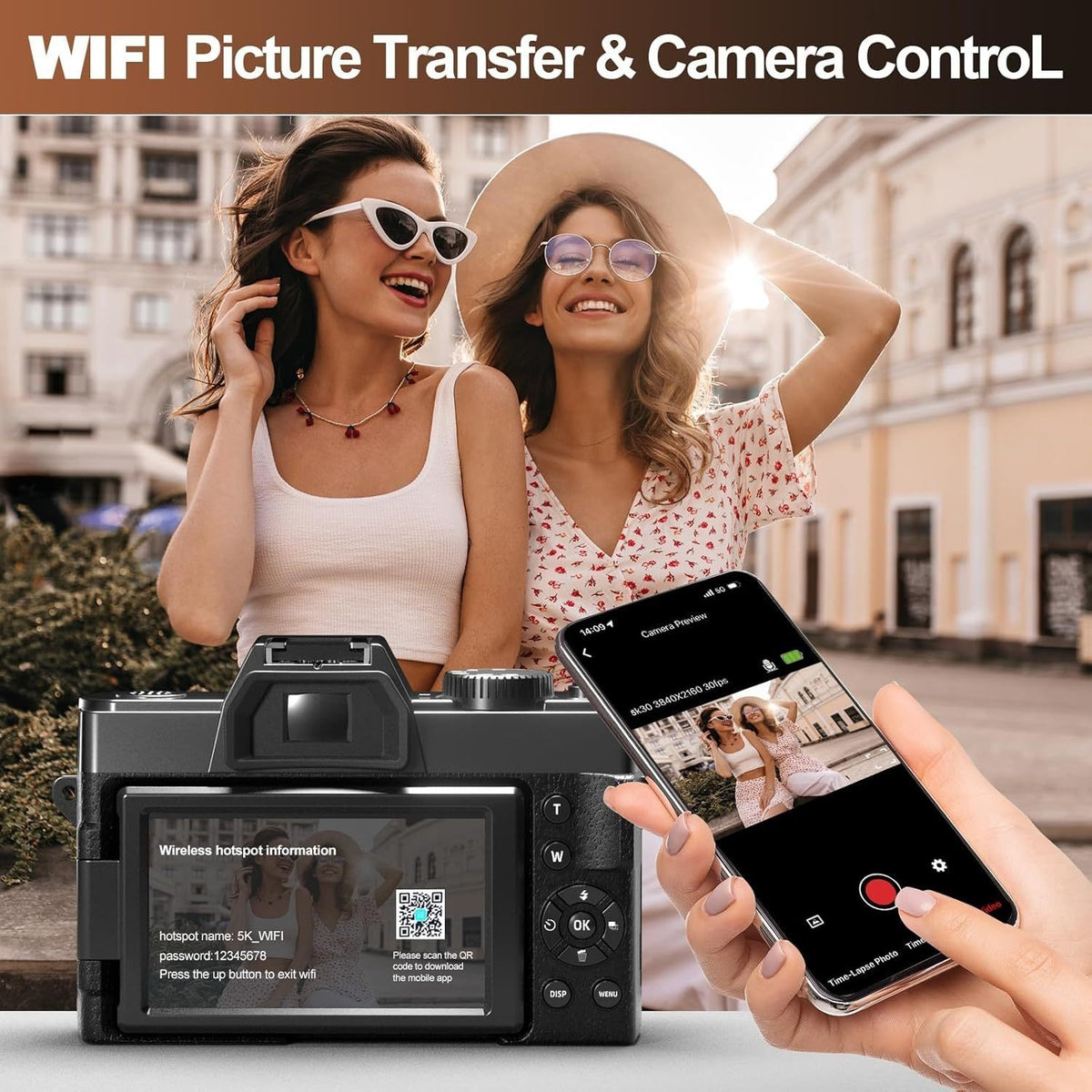 NBD Digital Cameras for Photography 5K, 48MP Autofocus Vlogging Camera for YouTube with 32GB TF Card & 2 Batteries, 16X Zoom Anti-Shake Video Camera with 52mm Wide Angle And Macro Lens., Social Media Content Creation, Youtube Content Creation