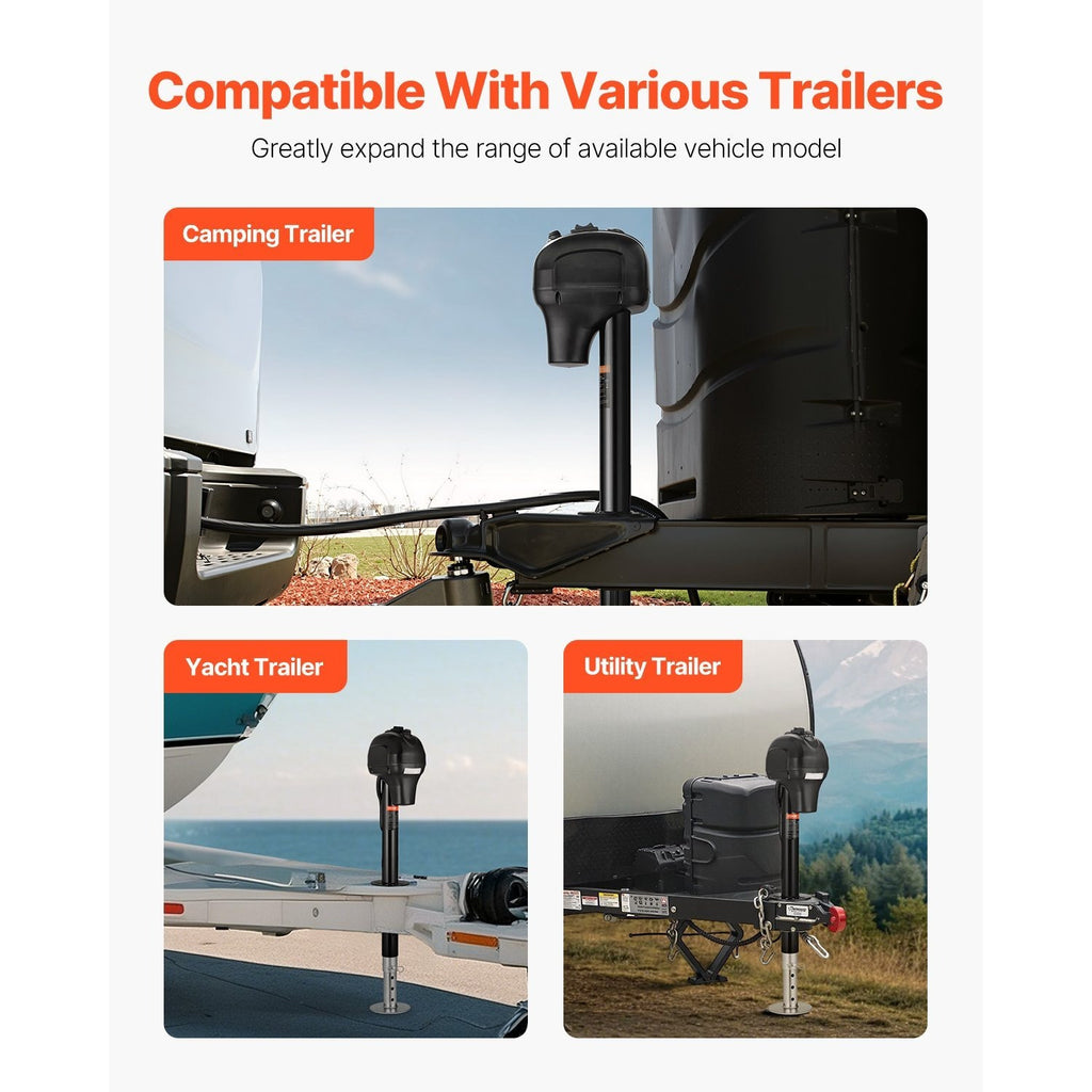 VEVOR Electric Trailer Jack 3500 lbs / 5000 lbs Power Tongue Jack for RV Trailer & Camper Black With a 7-pin Trailer Connector / With Remote Control