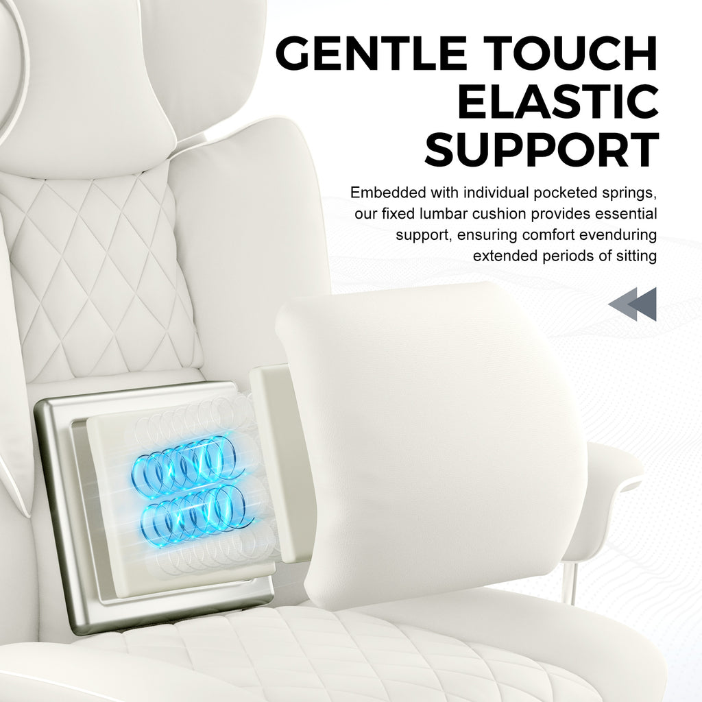 Executive Office Chair for Heavy People, Gaming Chair, Ergonomic Wide Desk Computer Chair with Pocket Spring Lumbar Support, Footrest, Outward Fixed Soft Armrests, High Back PU Leather, Height Adjustable, Big and Tall