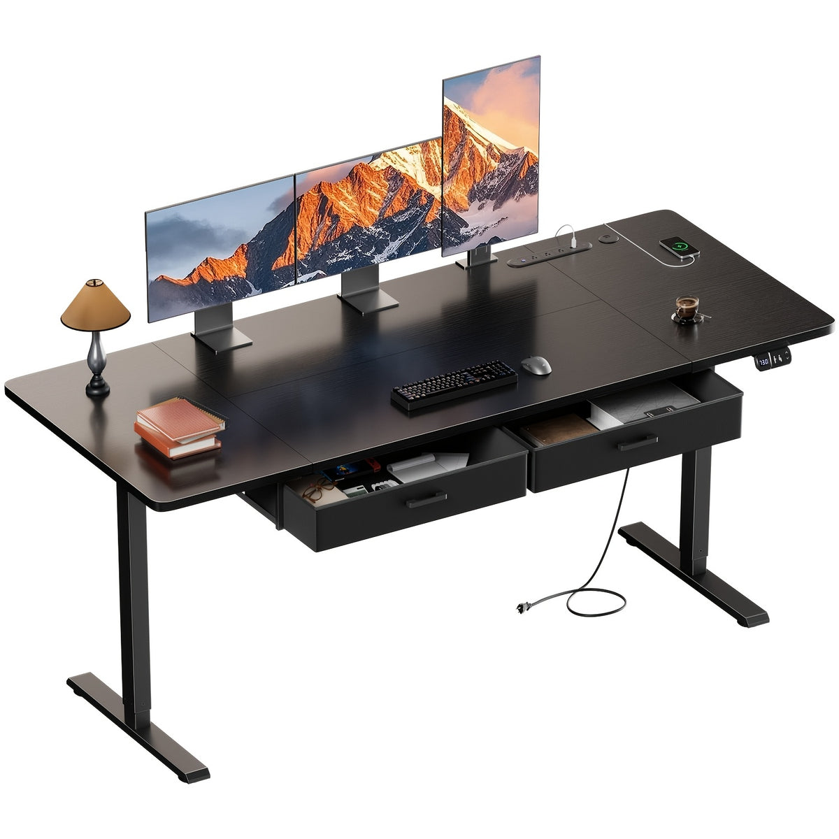 Electric Standing Desk with Memory Height Control and an Integrated Charging Hub for Organized Home Workspaces