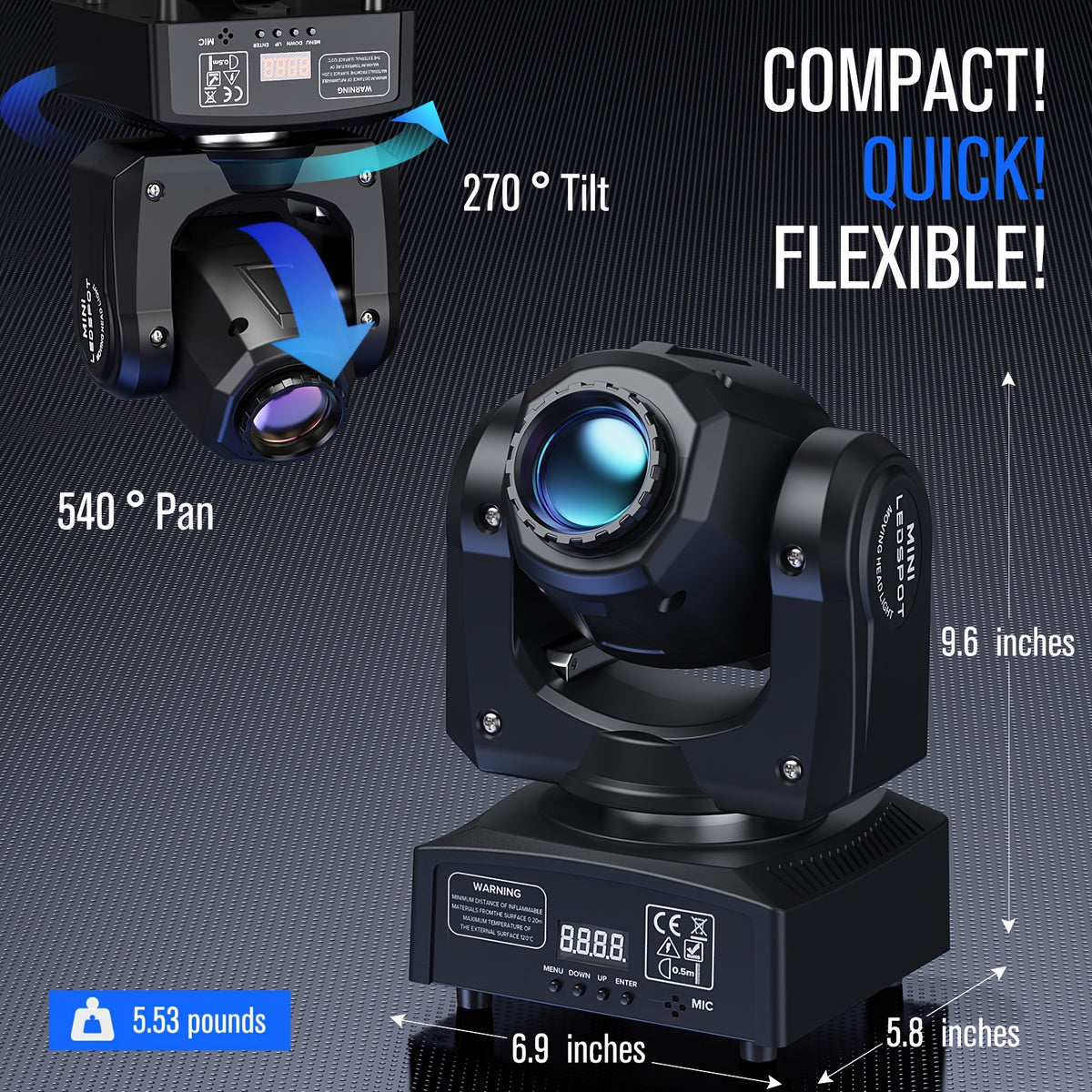 [Disco DJ Party KTV] 2pcs 30W RGBW Spot LED Black Moving Head Light 7 Gobos 8 Color Stage Light DMX512 Disco DJ Party KTV Wedding Light