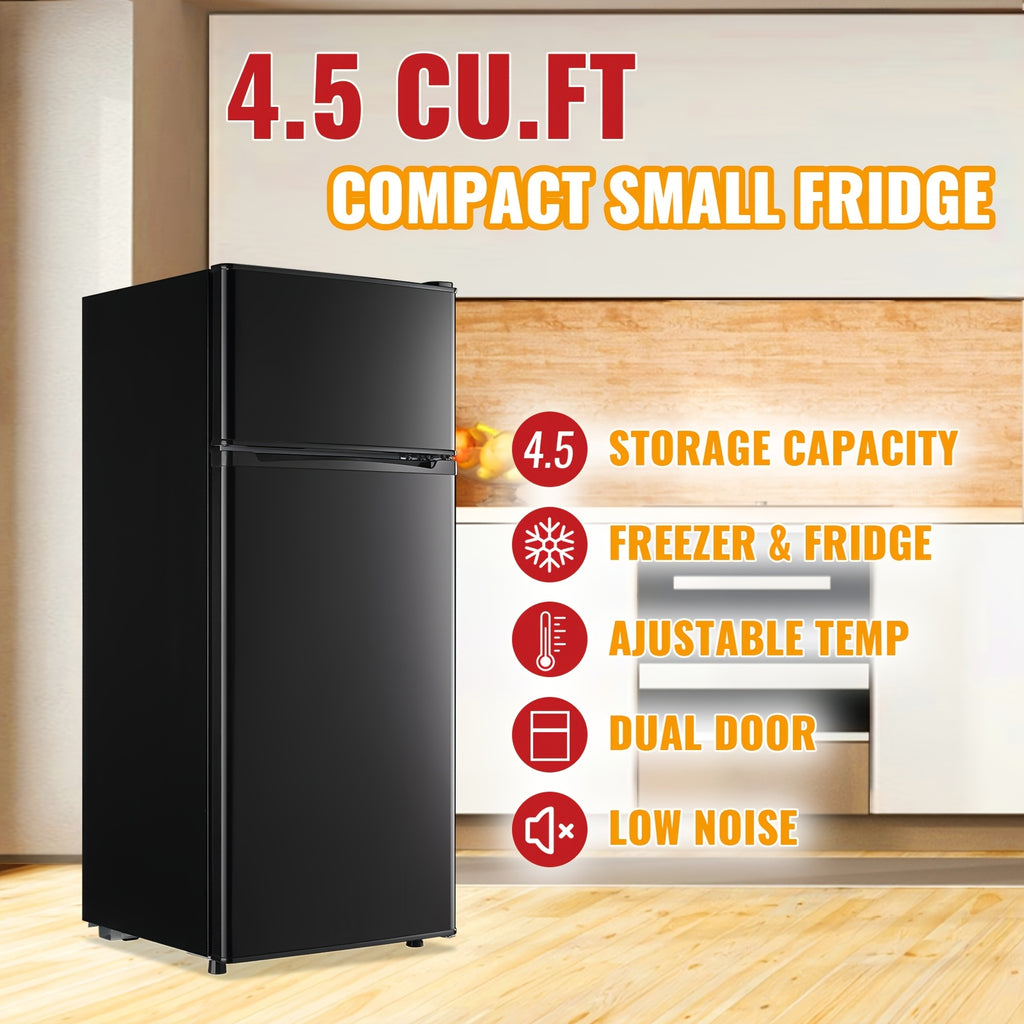 2.5/3.5/4.5 Cu.Ft Mini Fridge with Freezer, Double Door Compact Refrigerator with Adjustable Thermostat And Shelves, Small Fridge with Large Capacity, Perfect for Bedroom, Dorm, Home, Office?