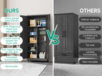 Metal Storage Cabinet with 4 Wheels, 71" H Metal Garage Cabinet, Broom Closet Storage Cabinet with Adjustable Shelves, Tool Storage Cabinets for Garage, Utility Room