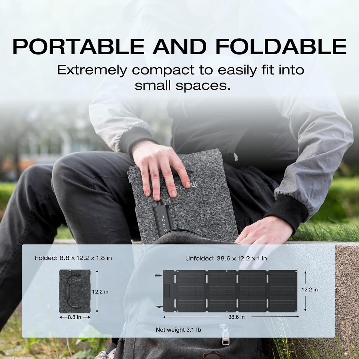 EcoFlow 45W/60W110W/160W/220W Portable Solar Panel, Foldable with Carry Case, High 23 Efficiency, Design for Camping, RVs, or Backyard Use