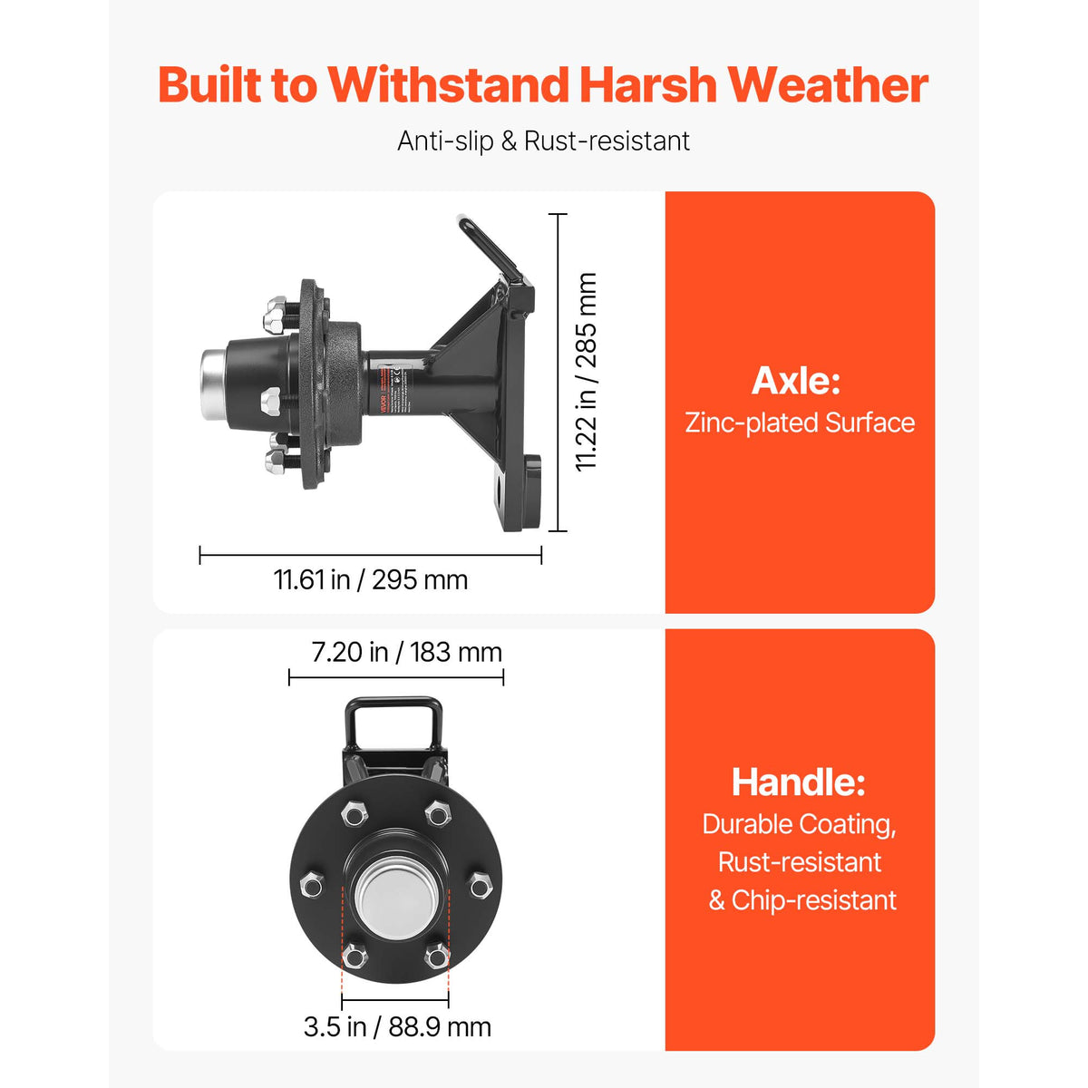 VEVOR Shipping Container Wheels 6-Lug / 8-Lug Wheels Kit, Heavy Duty Shipping Container Axle with Ratchet Tie Down-Moves 20 ft - 40 ft, Secure Transport for Dock, Warehouse, Construction Site, Black