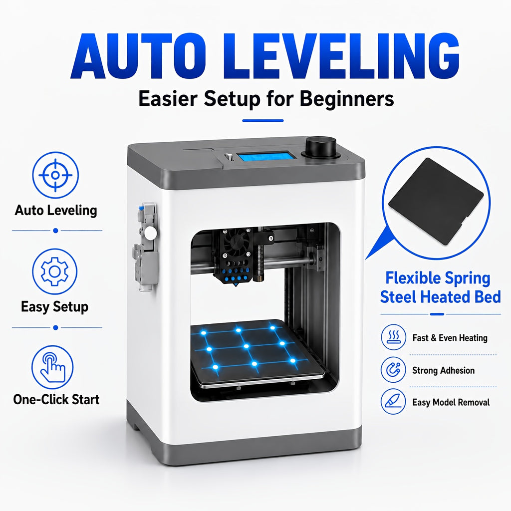 Tina2S V12 Mini 3d Printer Machine with Wi-Fi Cloud Printing, Fully Assembled Auto-Leveling 3D Printer for Beginners, Enhanced Extruder with Auto Filament Loading