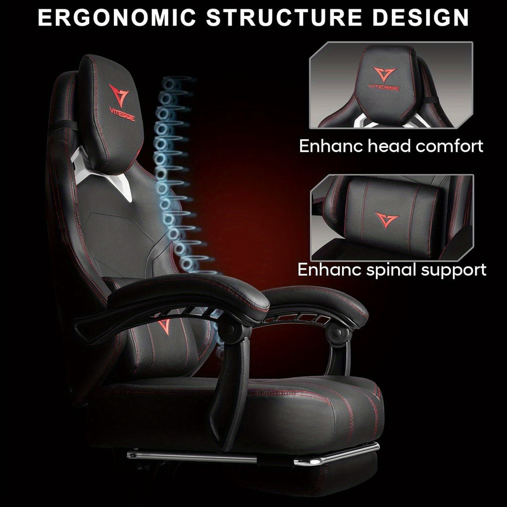 Big And Tall Gaming Chair 400lb Weight Capacity With Footrest, Ergonomic Video Game Chair For Adults With Oversized Headrest And Lumbar Pillow, Computer Chair Gaming For Office