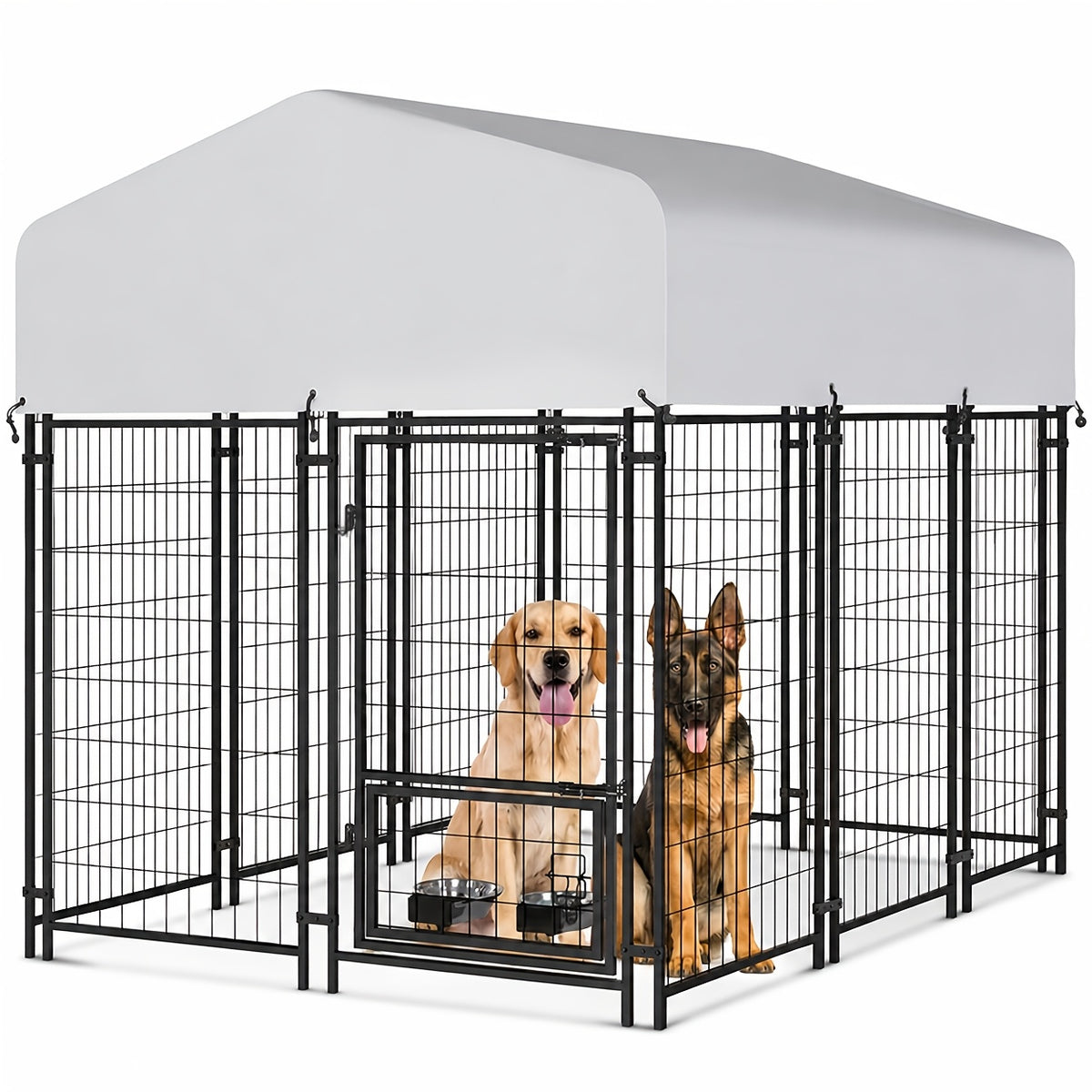 Towalker 8X4X5Ft Outdoor Dog Enclosure for Large Breeds, Heavy-Duty Welded Wire Playpen for Outdoor Use, Recently Enhanced Security Door Lock And Panel Connector/Uv-Resistant Roof Cover