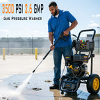 BLUBERY 3500 PSI Cold Water Gas Pressure Washer, 2.6 GPM Pressure Washer, 30Ft Pressure Hose, Black, Without Battery