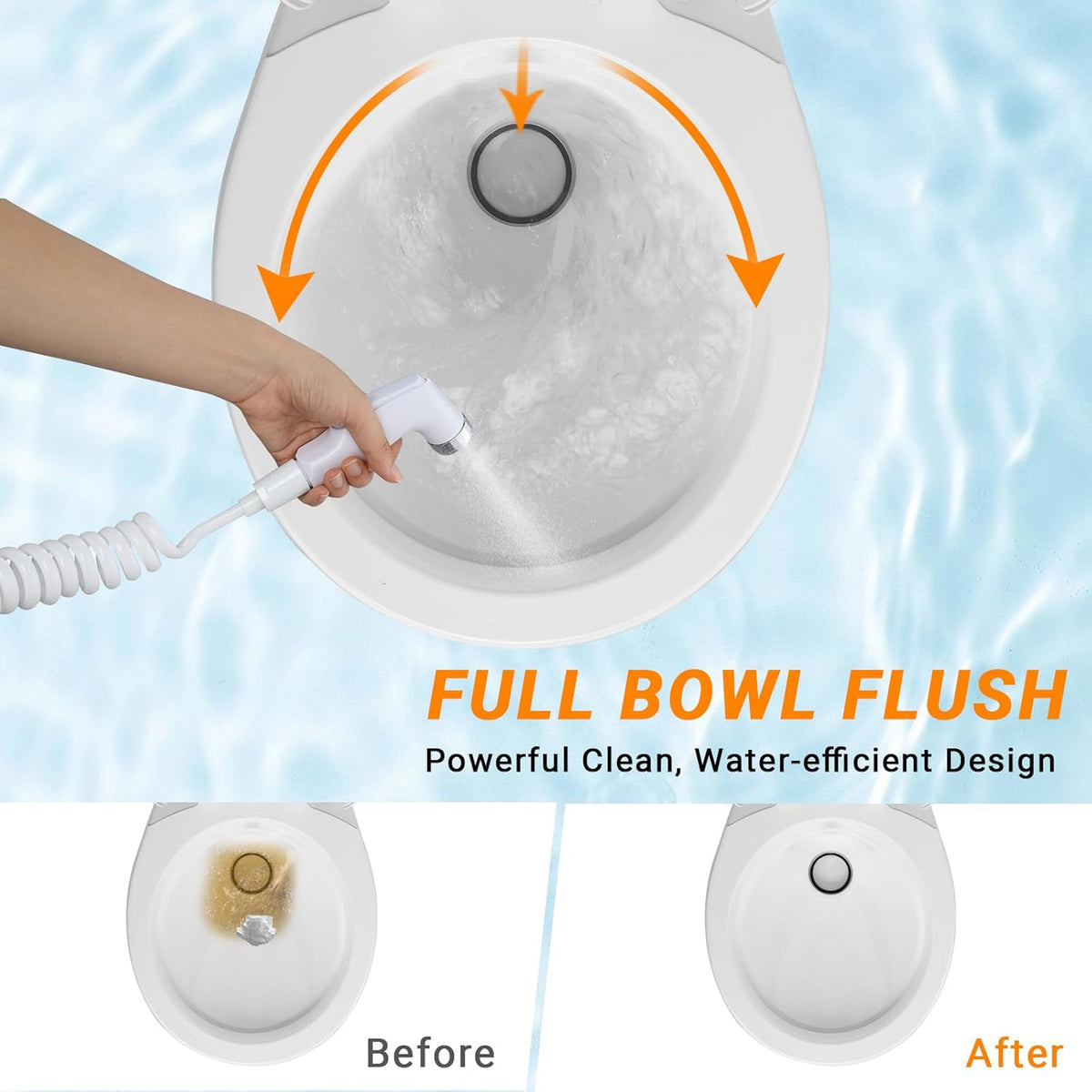Bonnlo HDPE Outdoor Toilet Gravity Flush with Foot Pedal Standard Height Camper Toilet for RVs Trailers and Outdoor Camping Portable Clean Sanitation
