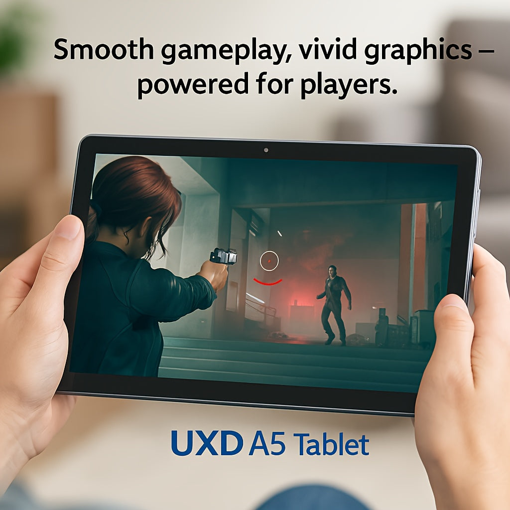 UXD A5 Android 15 Tablet, Equipped with Related Accessories, 16GB RAM (8GB+8GB Expandable), 512GB ROM Expandable up to 1TB, Supports WiFi/LTE, 6000mAh Battery, 10.1-inch HD Display with Keyboard, Mouse, Stylus, and Protective Case