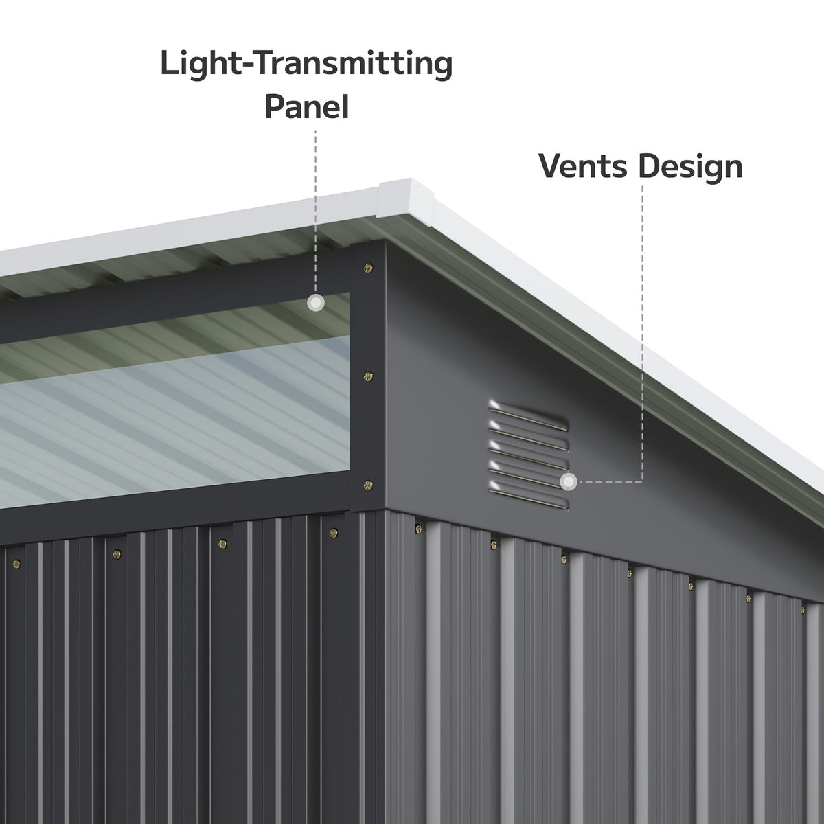 Metal Storage Shed with Lockable Sliding Doors and Transparent Windows for Outdoor Tools and Bikes, 6x4 FT or 8x6 FT