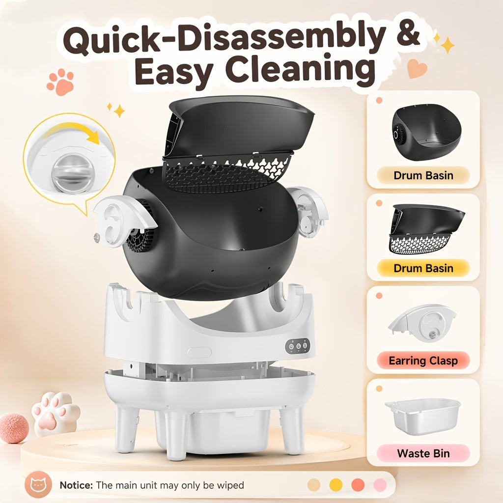[Self-Cleaning Litter Box] Extra-Large Smart Self-Cleaning Litter Box with Built-In Sterilizing Light for Double Deodorization, Large-Capacity Waste Tray, 14-Day Automatic Cleaning, Open Design, Ideal Choice for Busy Households, Without Battery