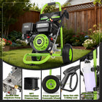 4400PSI Gas Pressure Washer 5.0GPM Gas Power Washer 212CC Gas Powered Washing Machine Commercial High Pressure Washer with 25ft Hose&5 Nozzles for Patio Garden Yard Vehicle, EPA/CARB/ETL