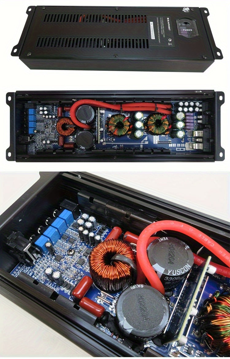 Car Keluneglo 5000W Max Power Monoblock Class D Amplifier - 3800W RMS Super Output at 1 Ohm - 10Hz to 250Hz Frequency Response - 96Db+ Higher SNR - 0.05% Lower THD - 11-16V Voltage Supply - RCA Input - Crossover Frequency & Slope Adjustable - Perfec