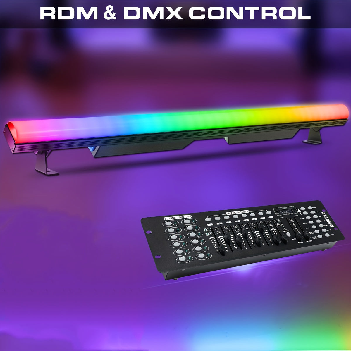 Stage Wash Light Bar – 120W RGBW Pixel Fixture for DMX-Controlled Event Washes, Beam Effects and Chases