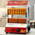 2-Tier Electric Hot Dog Steamer with Bun Warmer - 31.7QT/28.5QT Capacity, Adjustable Temperature, Visible Glass Sliding Door, Holds 175 Hot Dogs And 40 Buns