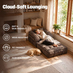 3-in-1 Convertible Folding Sofa Bed, Floor Futon Couch Cloud Shaped Corduroy Upholstered, High-Density Foam Ultra-Soft Comfy Lounge Bean Bag Chair, Versatile Pull-Out Sleeper for Living Room Guest