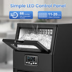 Large Ice Maker, 66Lbs/ 80Lbs/ 100Lbs Commercial Ice Maker, 24 Hour Timer, Self Cleaning Under Ice Machine, Automatic Full Ice Stop, Adjustable Ice Thickness And Ice Making Time, Suitable for Restaurants, Hospitals, Bars, Cafes, Laboratories