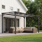 Wall-Mounted Pergola by VIWAT — Modular Splicable Design and Sloped Panel Roof for Patios and Decks, Gray