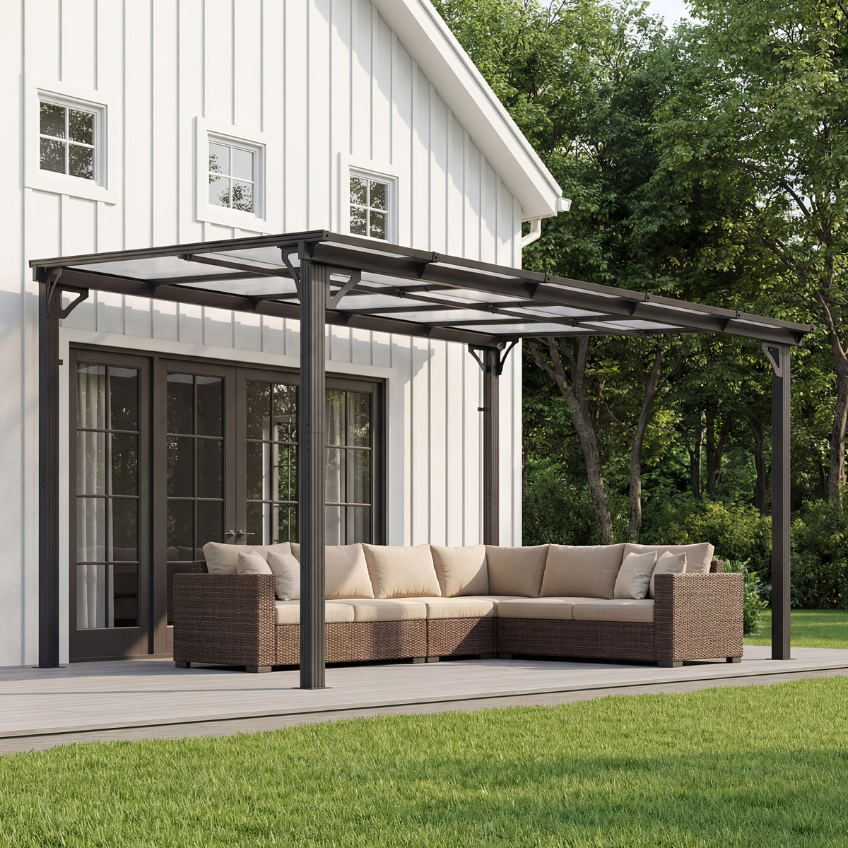 VIWAT Gazebo, Splicable Pergola With Aluminum Frame, Gazebos On, Wall Mounted Gazebo & Pergola, Awnings For Patio, For Backyard, Deck, Gray