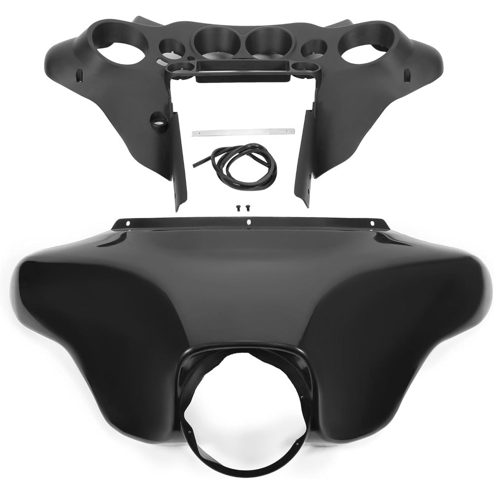 Front Inner Outer Fairing Compatible with 1996-2013 Davidson Touring Street Glide Electra Glide Models Black (Plastic)
