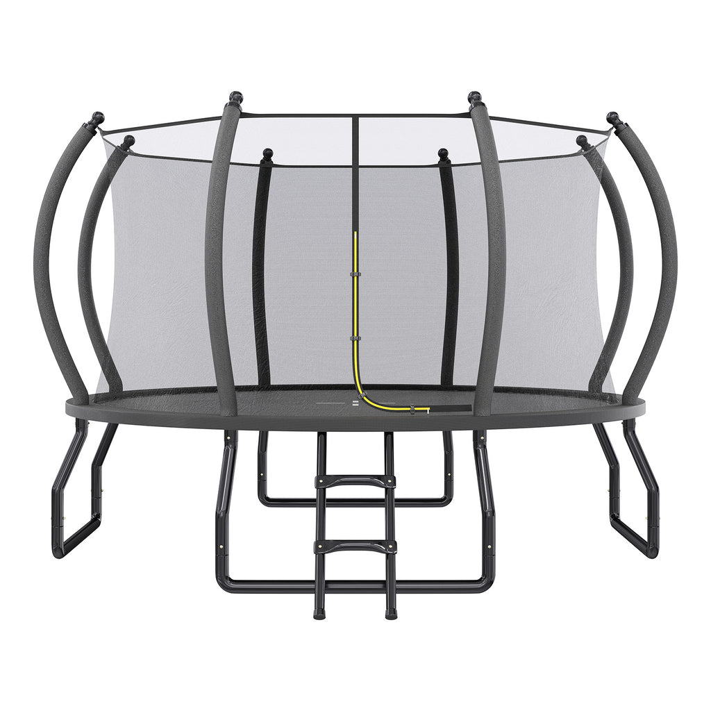 Indoor Outdoor Trampoline for Teenagers, 8ft/10ft/12ft/14ft/15ft/16ft with Safety Enclosure Net, Pop-up Quick Connector Frame, Basketball Hoop Optional, Includes Ladder, Blue/Black Backyard Jumping Trampoline