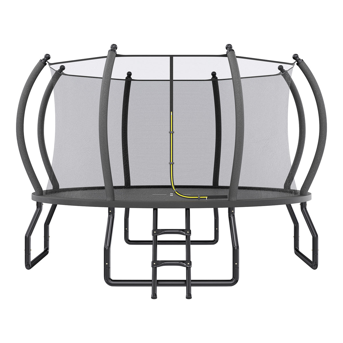 Indoor Outdoor Trampoline for Teenagers, 8ft/10ft/12ft/14ft/15ft/16ft with Safety Enclosure Net, Pop-up Quick Connector Frame, Basketball Hoop Optional, Includes Ladder, Blue/Black Backyard Jumping Trampoline
