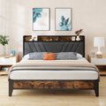 Queen/King Size Bed Frame with 6 Storage Large Drawers Forbedroom, Modern Bed Frame And Open Storage Headboard with Fast Charging Station, No Noise, No Box Springs Needed, Black, Easy Assembly, 2pcs Nightstand with 4 Fabric Drawer Sold Separately