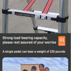 6.5-foot 7-Step Telescoping Ladder - Anti-Shake and Anti-Slip Portable Folding Ladder - Walkable A-Frame Household and Outdoor Work Multi-Purpose Ladder, 330 Pounds per Step