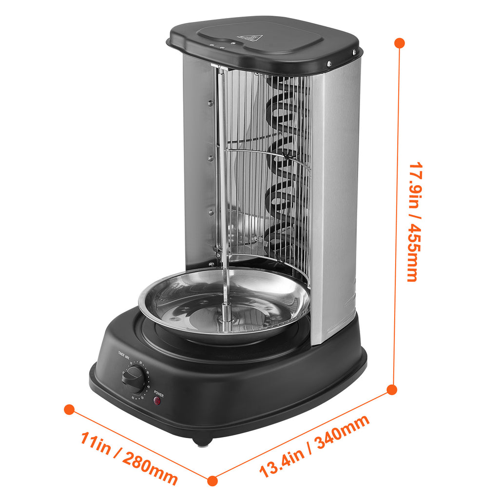 VEVOR Stainless Steel Shawarma Grill Machine Vertical Gyro Rotisserie Doner, Electric/Electric heating type/Gas (propane)
