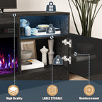 70“ Fireplace TV Stand with 36" Electric Fireplace Up to 80" TVs, Led Entertainment Center with High Glossy Doors, Modern Wood Media TV Console for Living Room