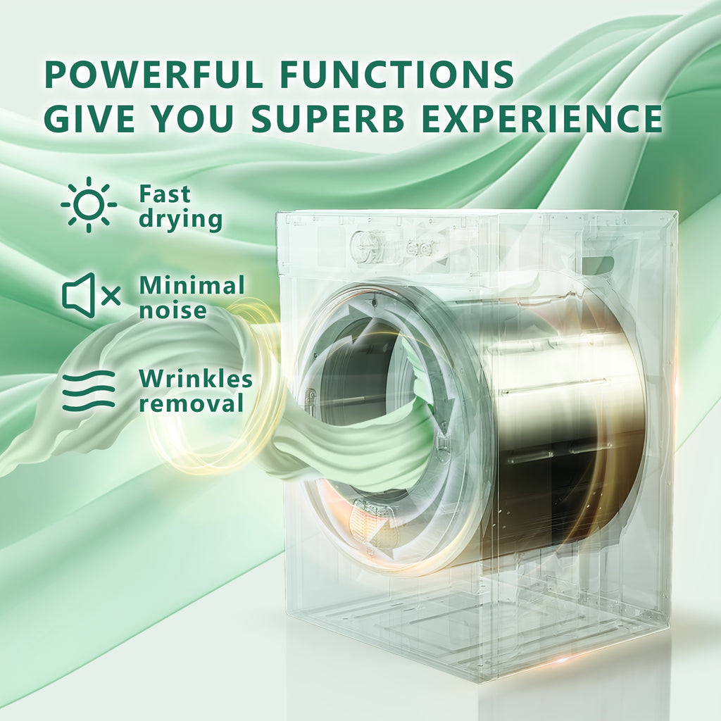 850W Compact Portable Clothes Dryer, 110V, 1.5/1.6/1.85/2.65Cu.ft Front Load with Stainless Steel Tub, Electric Laundry Drying Machine, Easy to Control, Perfect for Apartments, RVs, Dorms, In White.