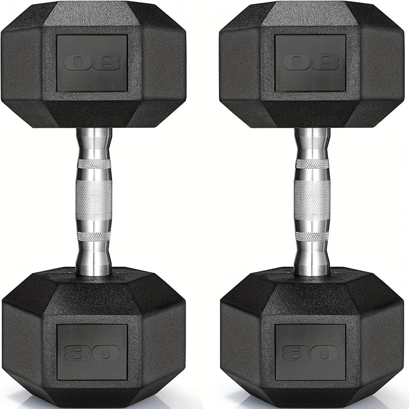 Rubber-Coated Hex Dumbbell Set, 60–85 lb Pair Options for Weightlifting and Strength Training