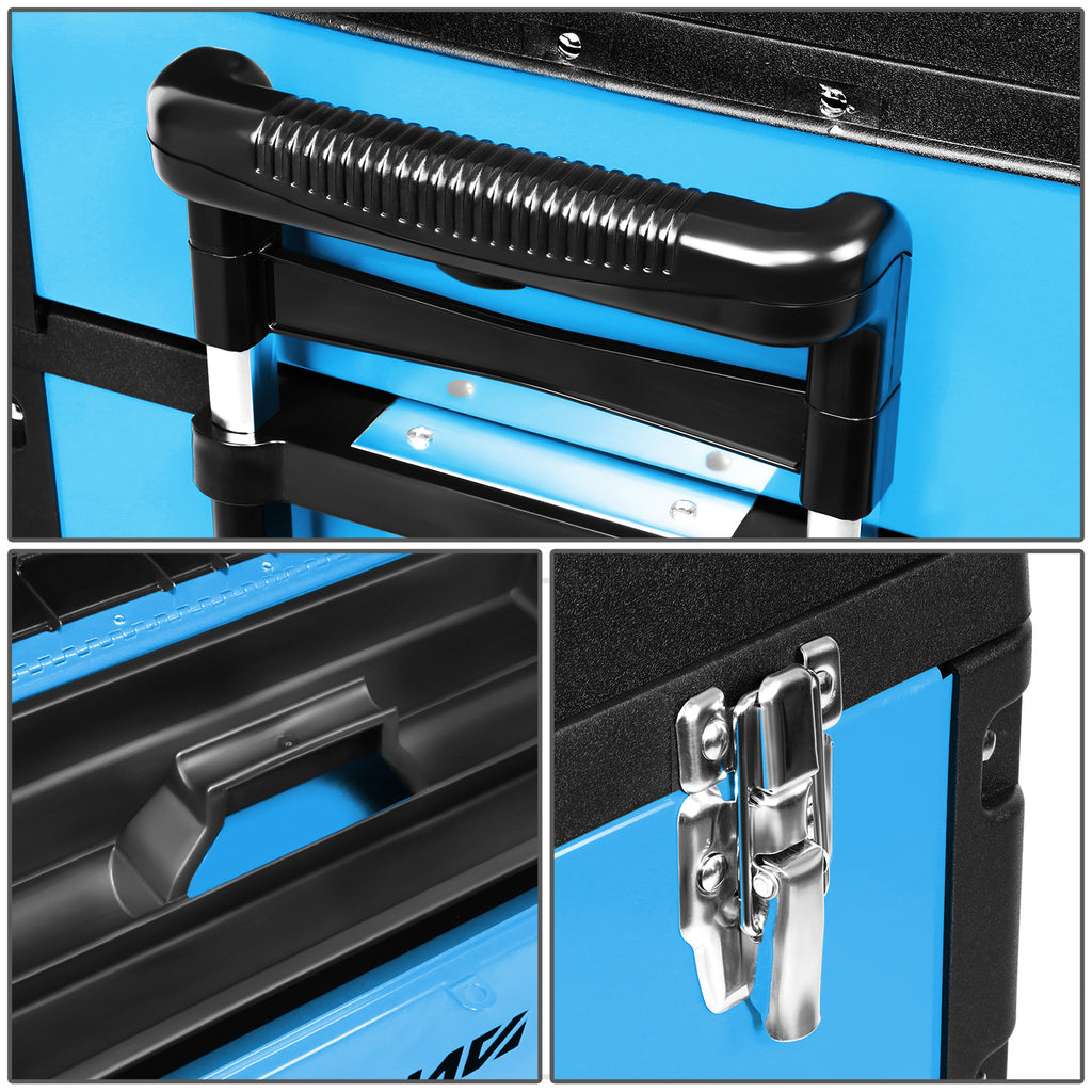 3-Tier Stackable Separate Hand Case Tool Boxes Trolley, 3-in-1 Storage Compartments, 19.5" x 12" x 28.5"