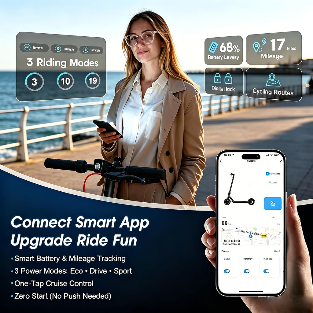 Foldable Commuter Electric Scooter, Supports Phone Control, 8.5-inch Tires, 350W Motor, 7.8Ah Battery, Top Speed 19 Mph, Average Range 17 Miles, Lightweight Commuting Scooter, Suitable for Adults and Teenagers