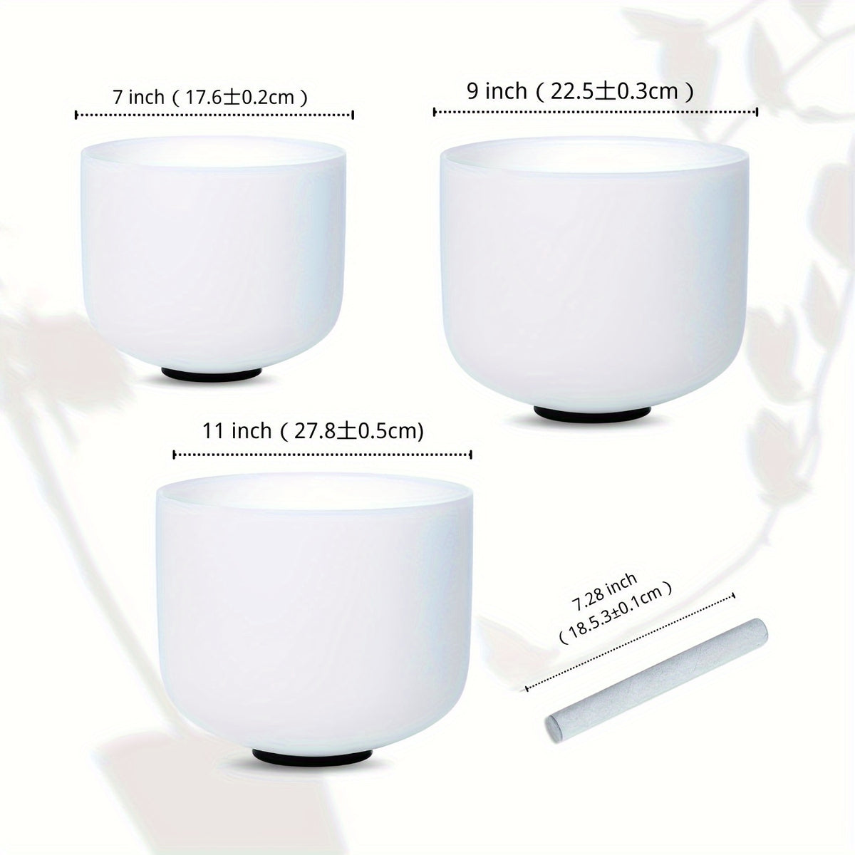 7-11Inch Quartz Crystal Singing Bowls Set of 3 Pure White for Mindfulness Meditation Yoga Sound Bowls with Case And Mallet