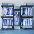 Extra Large Heavy Duty Clothes Rack, 2 Hanging Rods, 11 Dividers, 4 Installation Methods, 1100lb Load Capacity, Size 77"W x 17.7"D x 77"H, Free Standing Metal Wardrobe