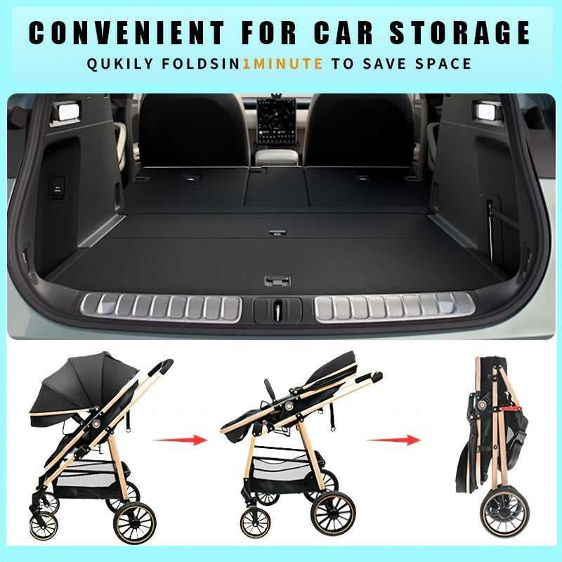 A Versatile Baby Stroller with Large Wheels That Allows The Child to Sit, Recline, And Change Direction