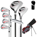 XDriveMax 8pcs Complete Golf Club Set for Men/Women Includes Stand Bag with Rain Hood, Fairway Wood Head Covers, Hybrid, Irons And Putter