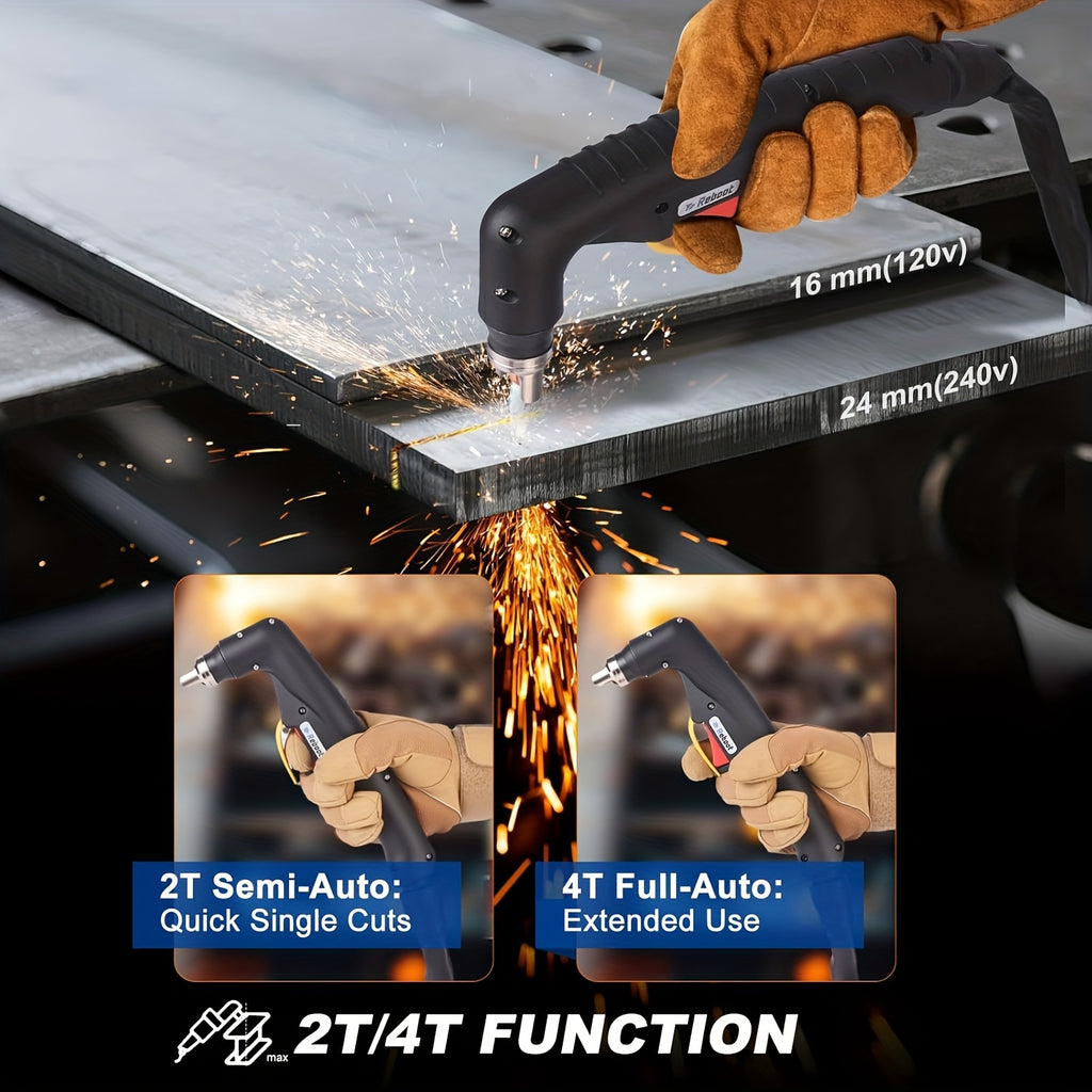 Reboot Plasma Cutter Non-High Frequency Non-Touch Pilot Arc, 120V/240V Dual Voltage, 1 Inch Max Cut 5/8 Inch Clean Cut, Mesh Cutting, 2T/4T, Large LED Display for Beginners